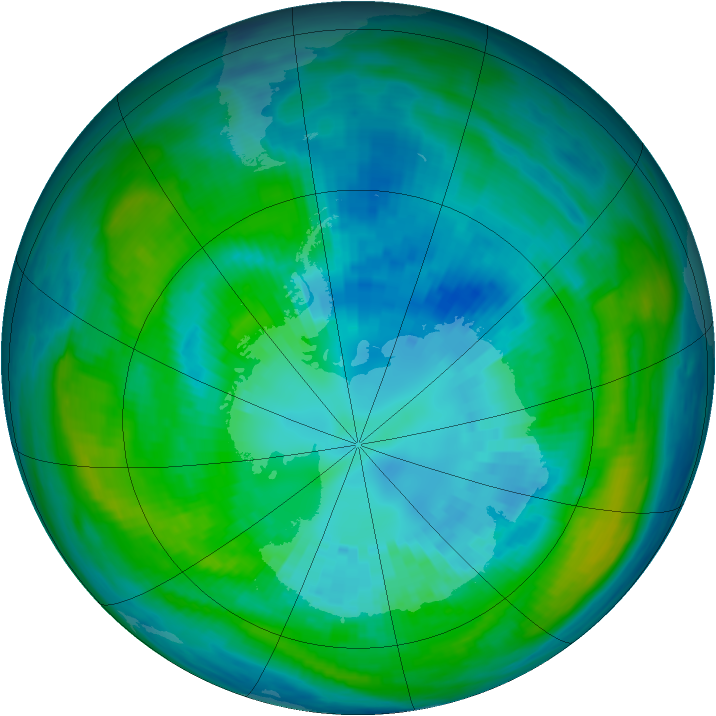 Antarctic ozone map for 07 April 1981